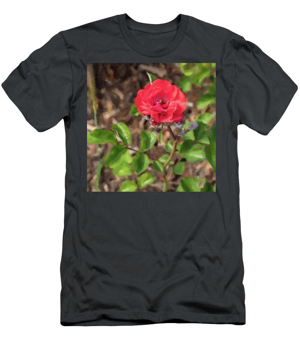 02 2026 5 Coral Drift Rose in Didgital Painting M K Miller T-Shirt