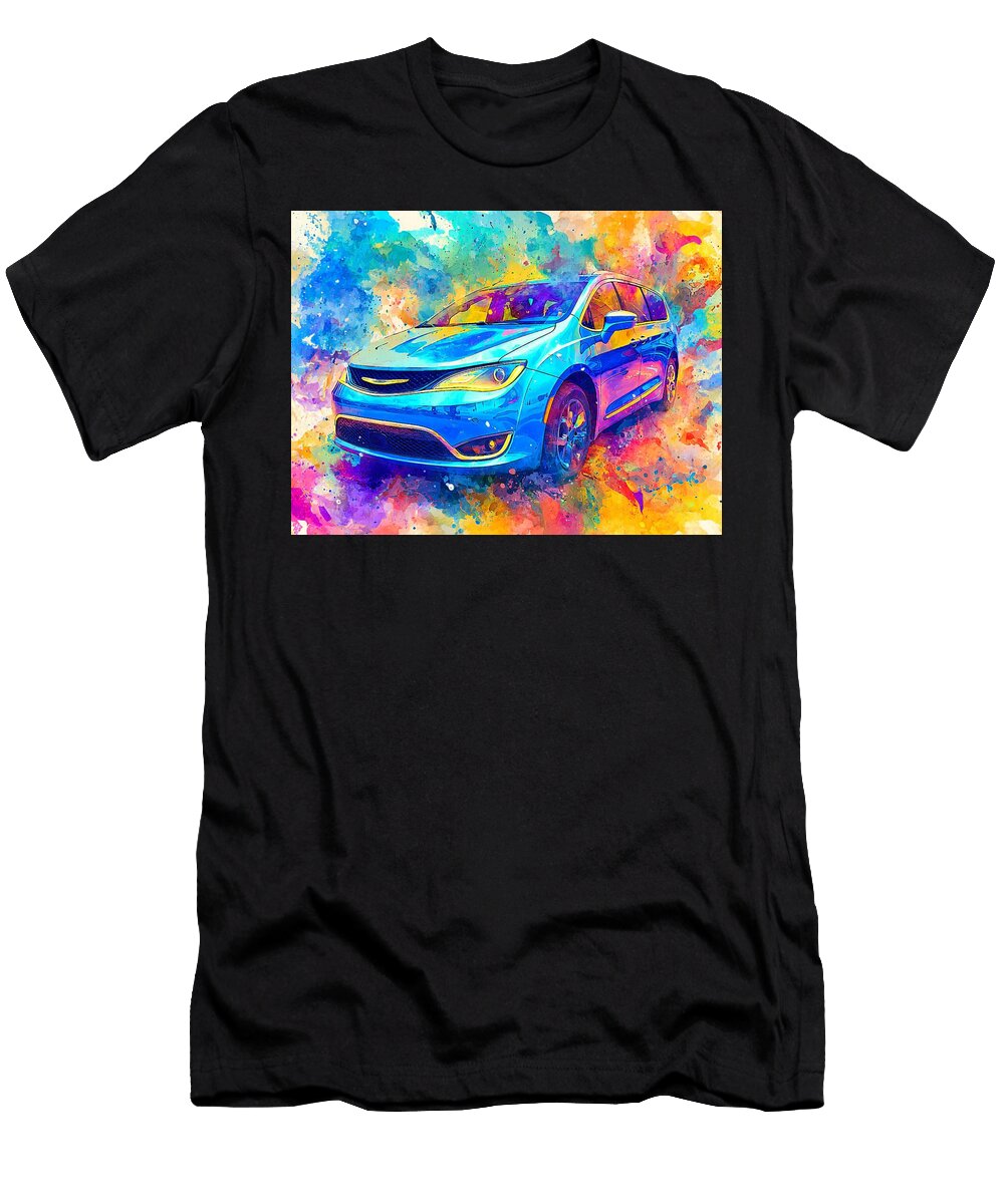 1 Abstract Vehicle Chrysler Pacifica Hybrid 2017 Minivan Colorful Car Vibrant Abstract Car Art Hollie Love T-Shirt