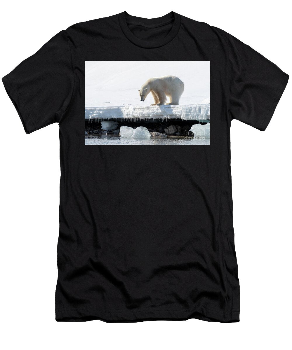1 Adult Male Polar Bear in the Pristine Snow of Svalbard Jane Rix T-Shirt