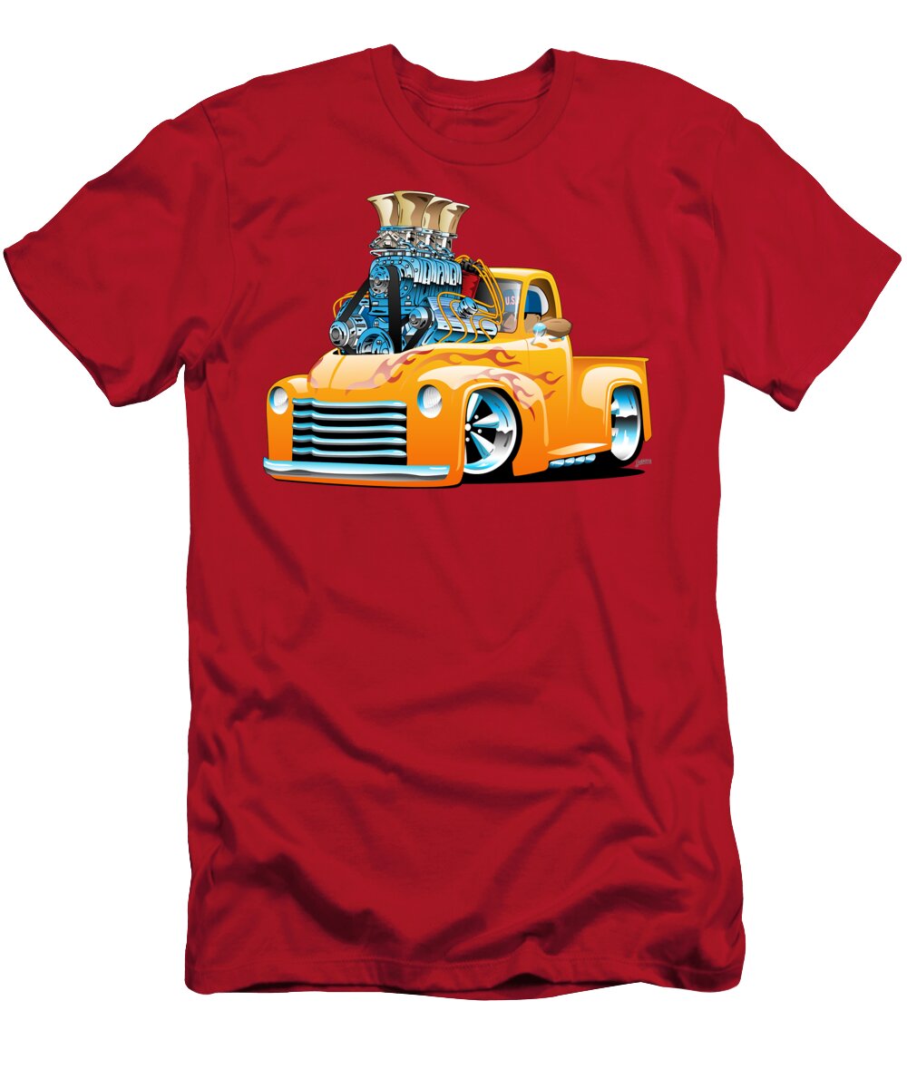 1 American Classic Hot Rod Pickup Truck Cartoon Jeff Hobrath T-Shirt