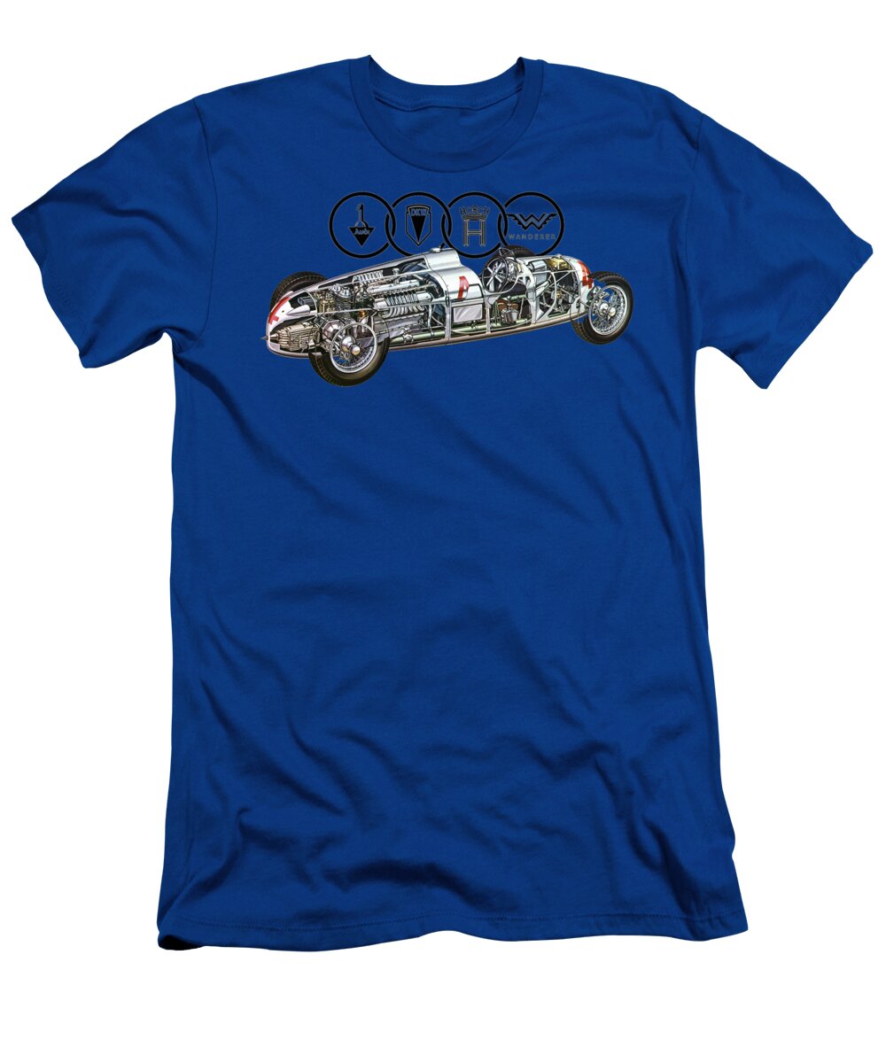 1 Auto Union Typ C V16 Engine 1936 Cutaway Automotive Art Vladyslav Shapovalenko T-Shirt
