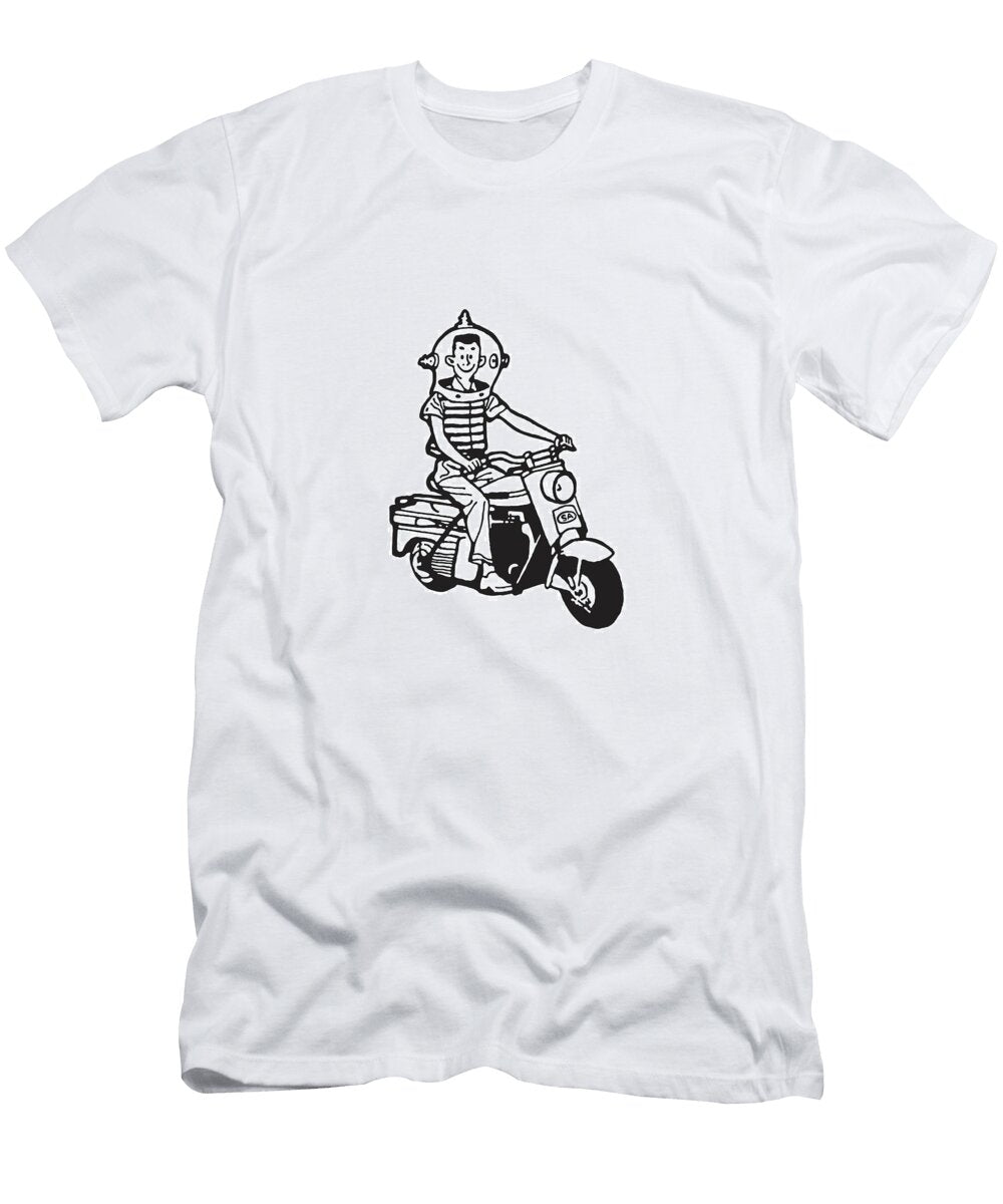 1 Boy in Space Helmet on Motorbike Csa Images T-Shirt