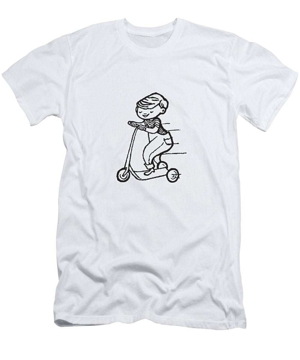 1 Boy on Scooter Csa Images T-Shirt