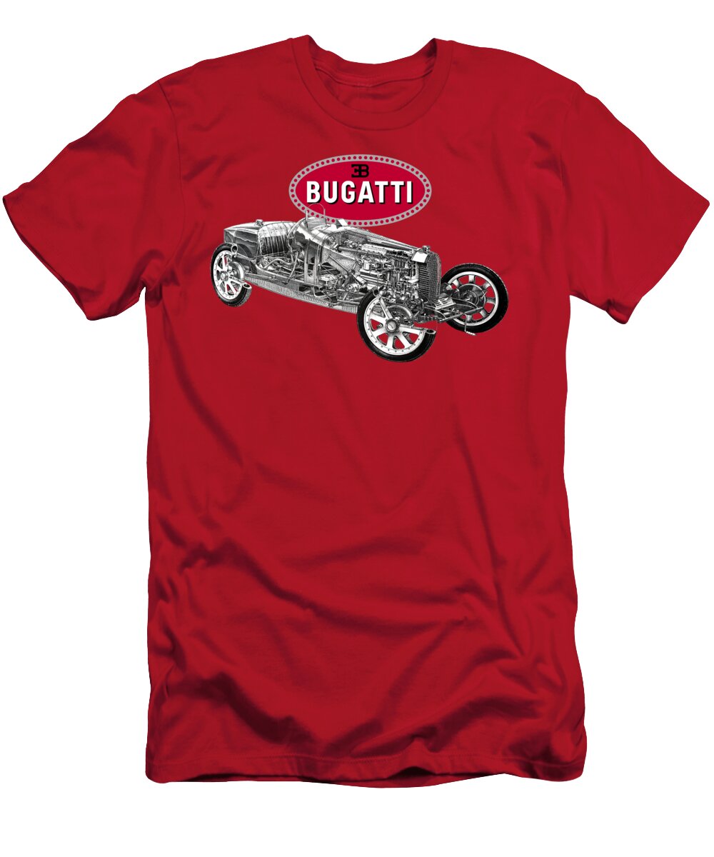 1 Bugatti Type 35 Grand Prix World Championship Cutaway Automotive Art Vladyslav Shapovalenko T-Shirt