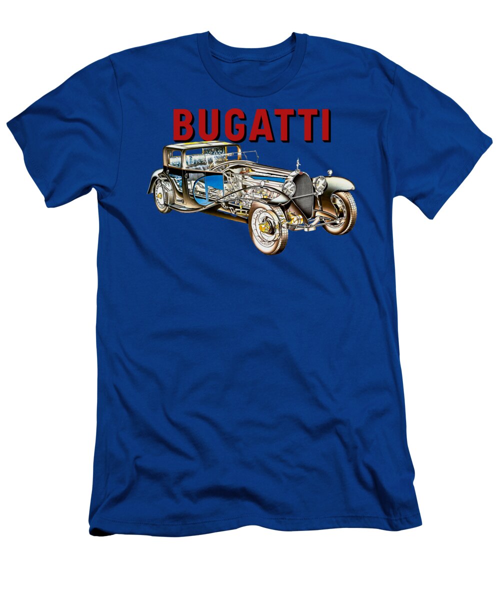 1 Bugatti Type 41 Royale Coupe Napoleon Cutaway Automotive Art Vladyslav Shapovalenko T-Shirt