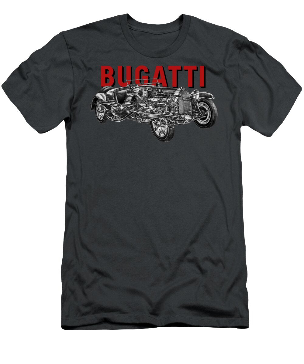 1 Bugatti Type 55 Super Sport Roadster Cutaway Automotive Art Vladyslav Shapovalenko T-Shirt