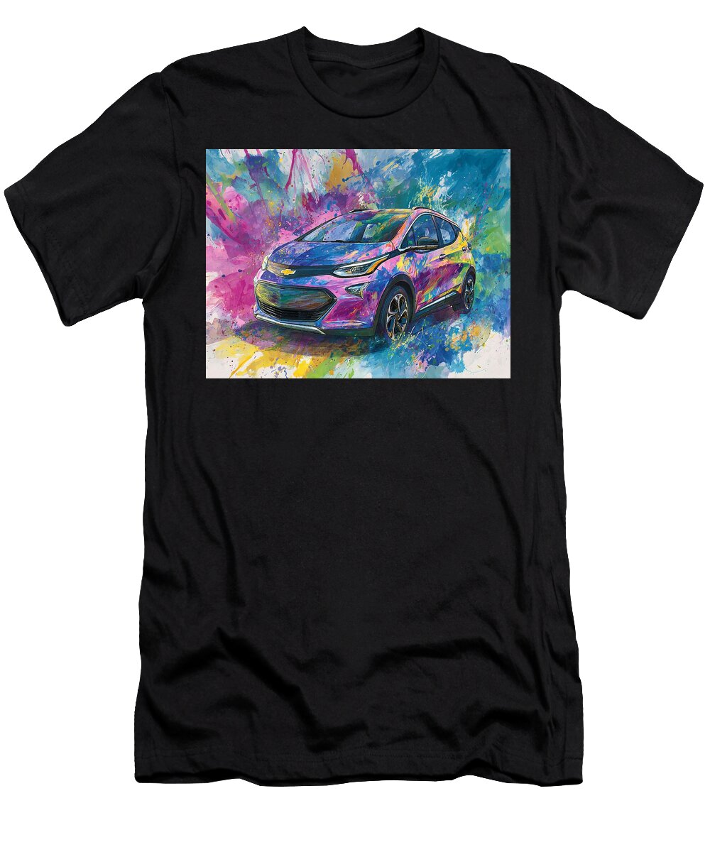 1 Chevrolet Bolt 2023 Electric Hatchback Electric Vehicle Colorful Car Vibrant Electric Car Art Hollie Love T-Shirt