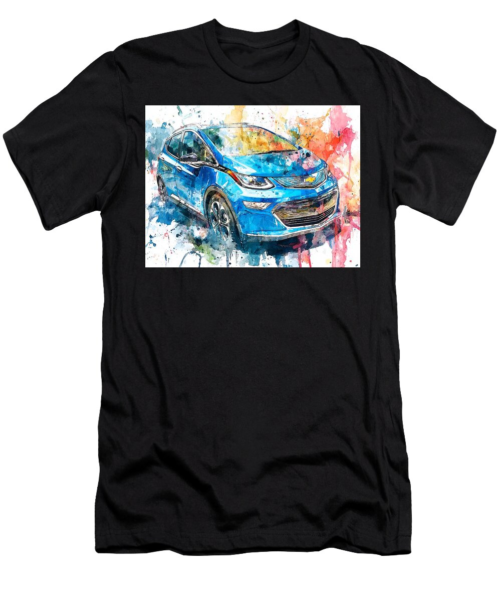 1 Chevrolet Bolt Ev 2017 Electric Hatchback Electric Car Abstract Art Electric Car Abstract Art Hollie Love T-Shirt
