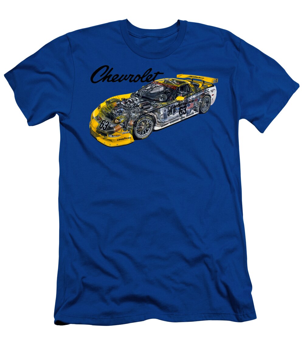1 Chevrolet Corvette Zr1 Coupe C5 R with Big V8 Engine Cutaway Automotive Art Vladyslav Shapovalenko T-Shirt