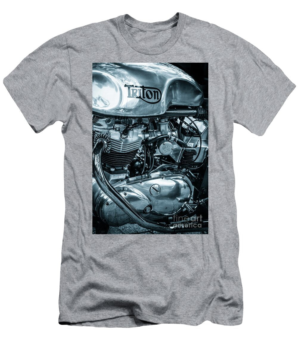1 Close Up of Triton Classic Motorcycle Engine and Tank Peter Noyce T-Shirt