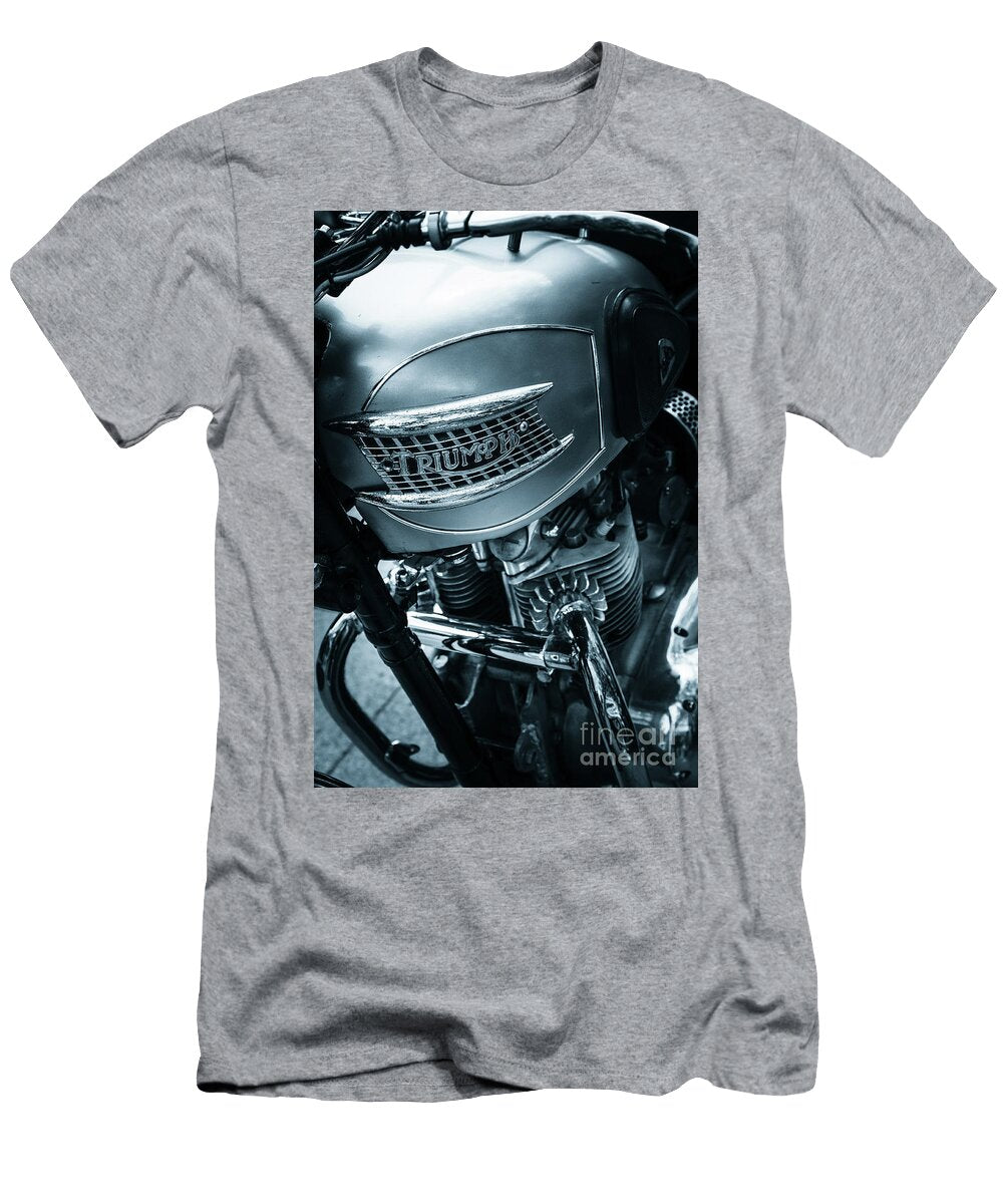 1 Close Up of Triumph Twin Classic Motorcycle Engine and Tank Peter Noyce T-Shirt