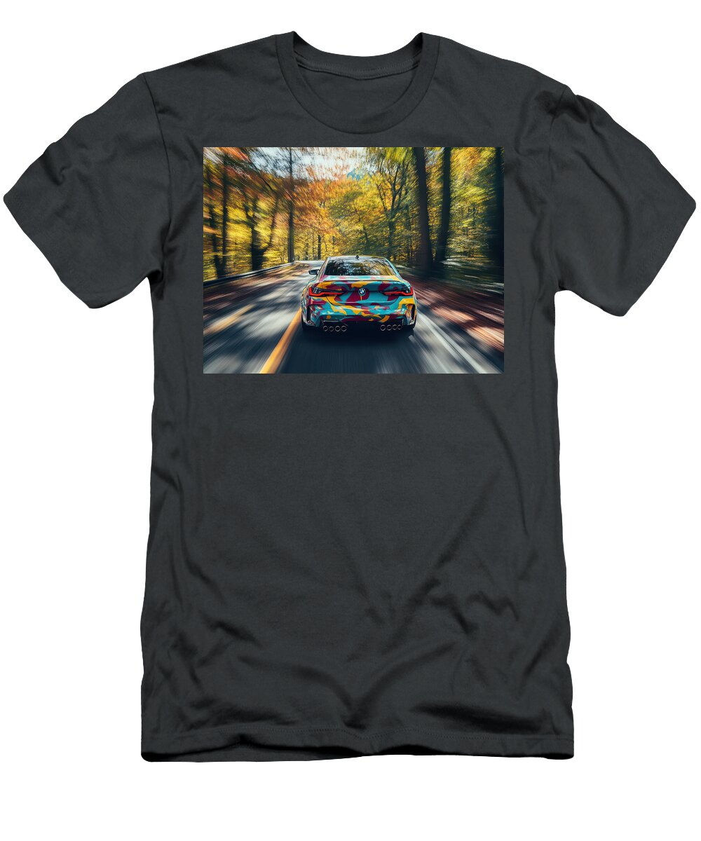 1 Colorful Car on Forest Road Evie Carrier T-Shirt