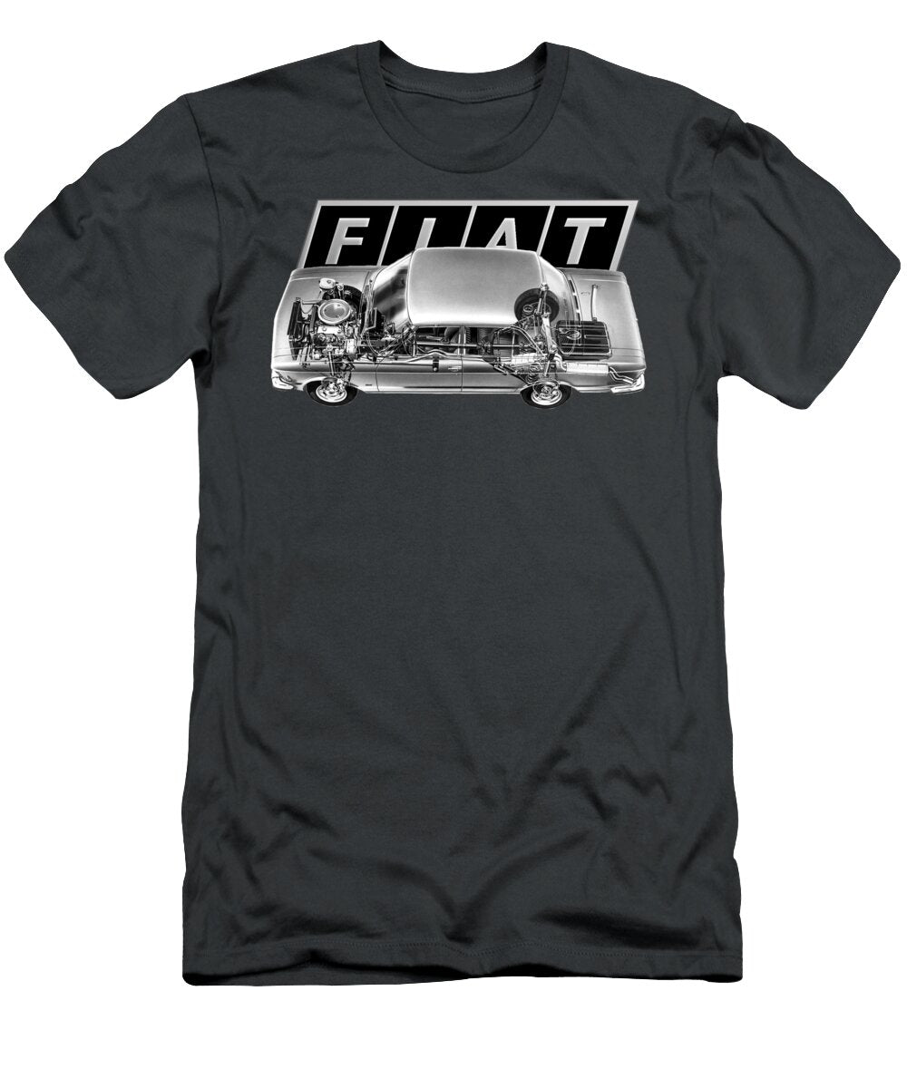 1 Exclusive Cutaway Art Famous Retro Italian 4 Door Luxury Car Fiat 130 Sedan Six Cylinder Engine Vladyslav Shapovalenko T-Shirt