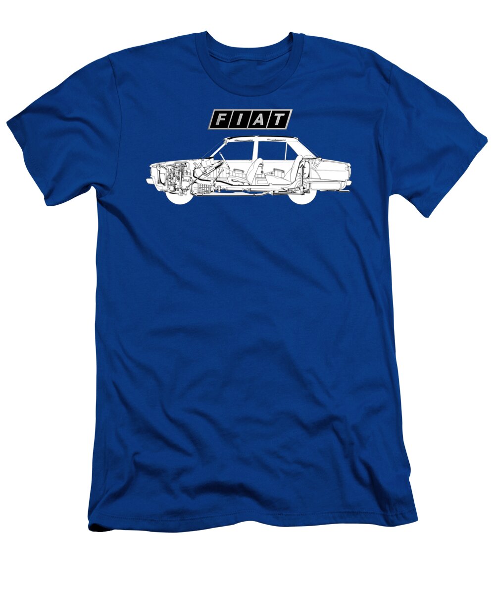 1 Exclusive Cutaway Art Famous Retro Italian 4 Door Luxury Car Fiat 131 Mirafiori Special Sedan Vladyslav Shapovalenko T-Shirt