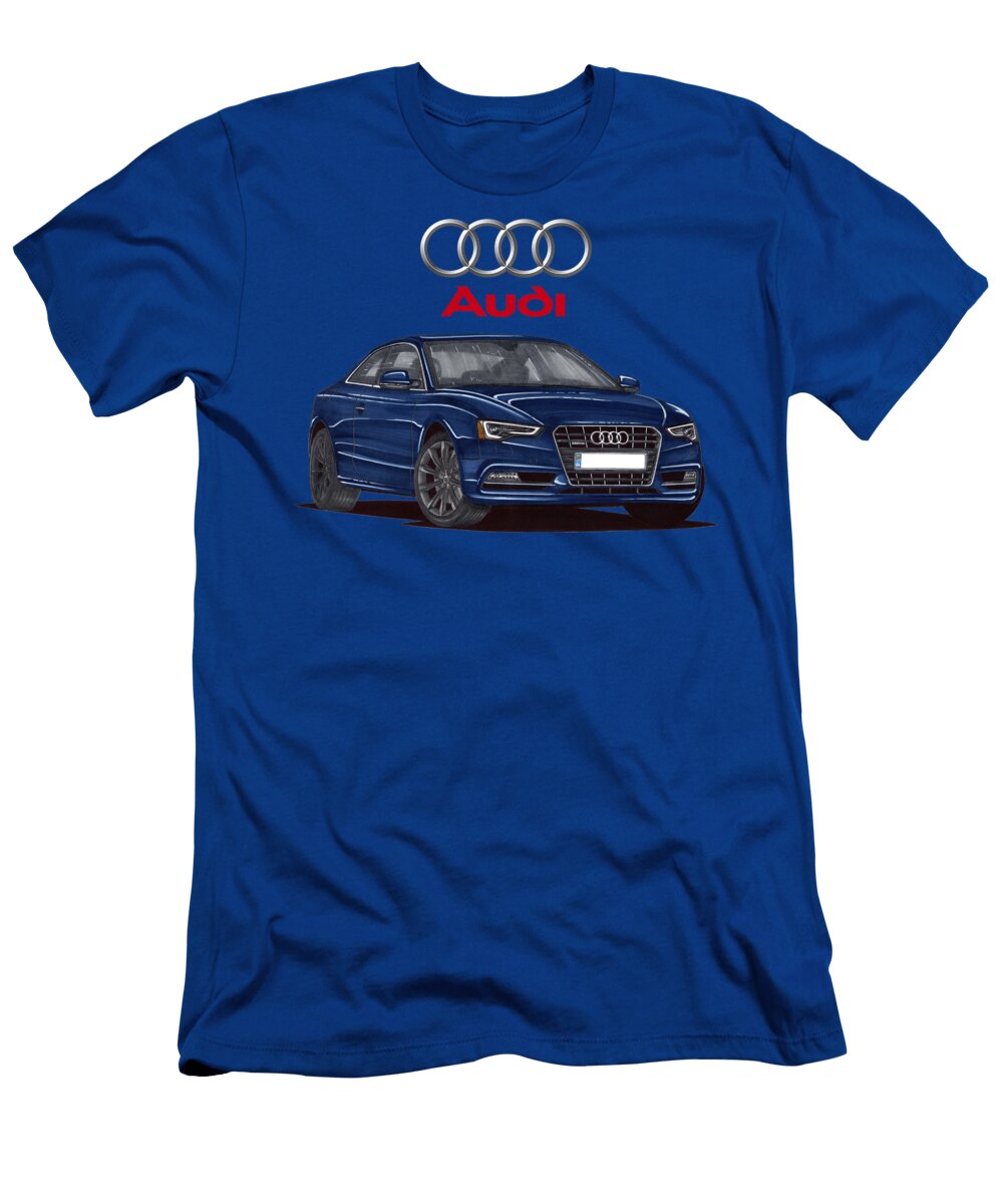 1 Exclusive Drawing Iconic Germany Sport Car Blue Sexy Audi A5 Coupe B8 Quattro Carbon Edition Vlad Automotive T-Shirt
