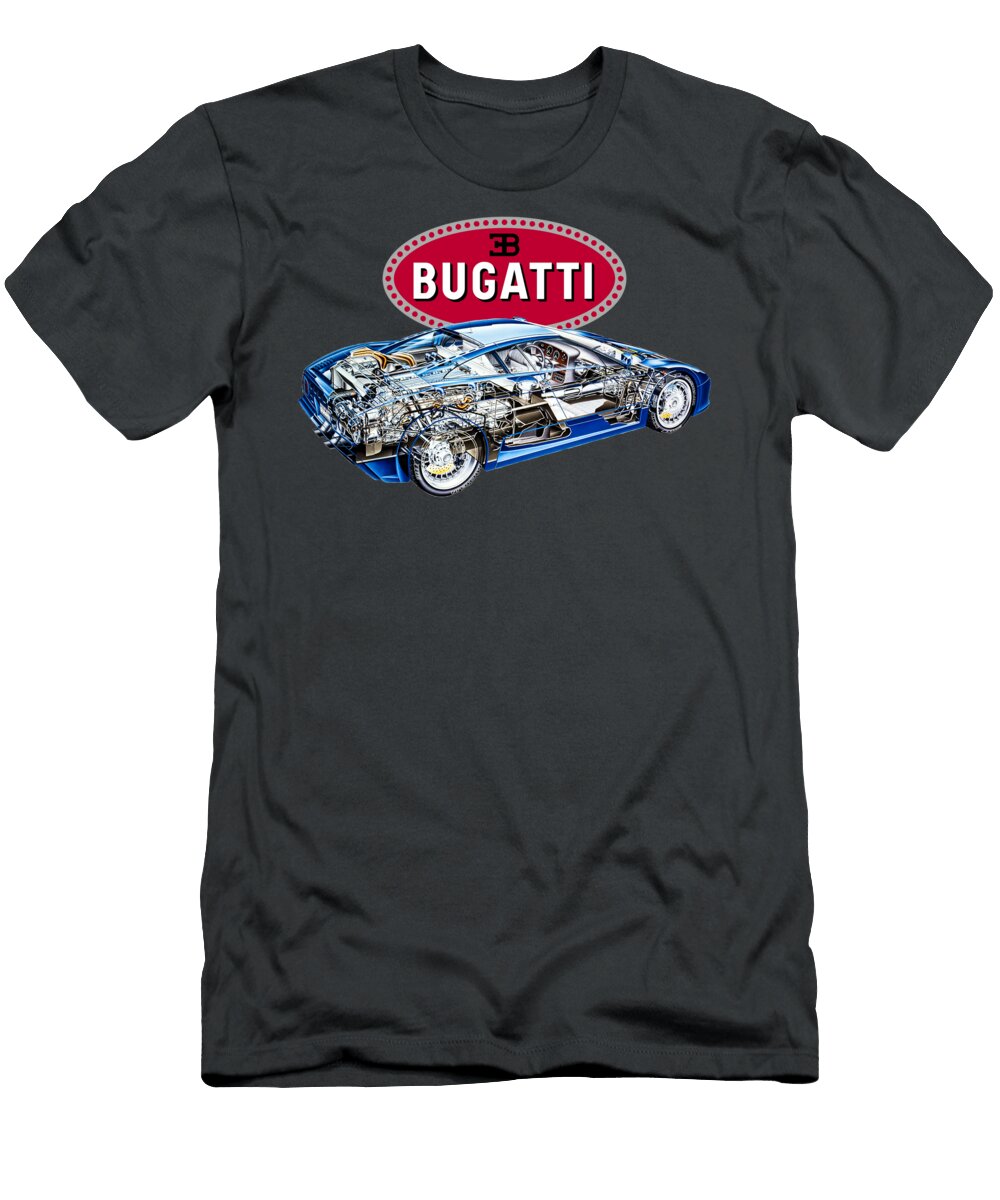 1 Exclusive French 2 Door Supercar Eb 110 Gt Prototype with V12 Turbo Engine Cutaway Automotive Art Vladyslav Shapovalenko T-Shirt