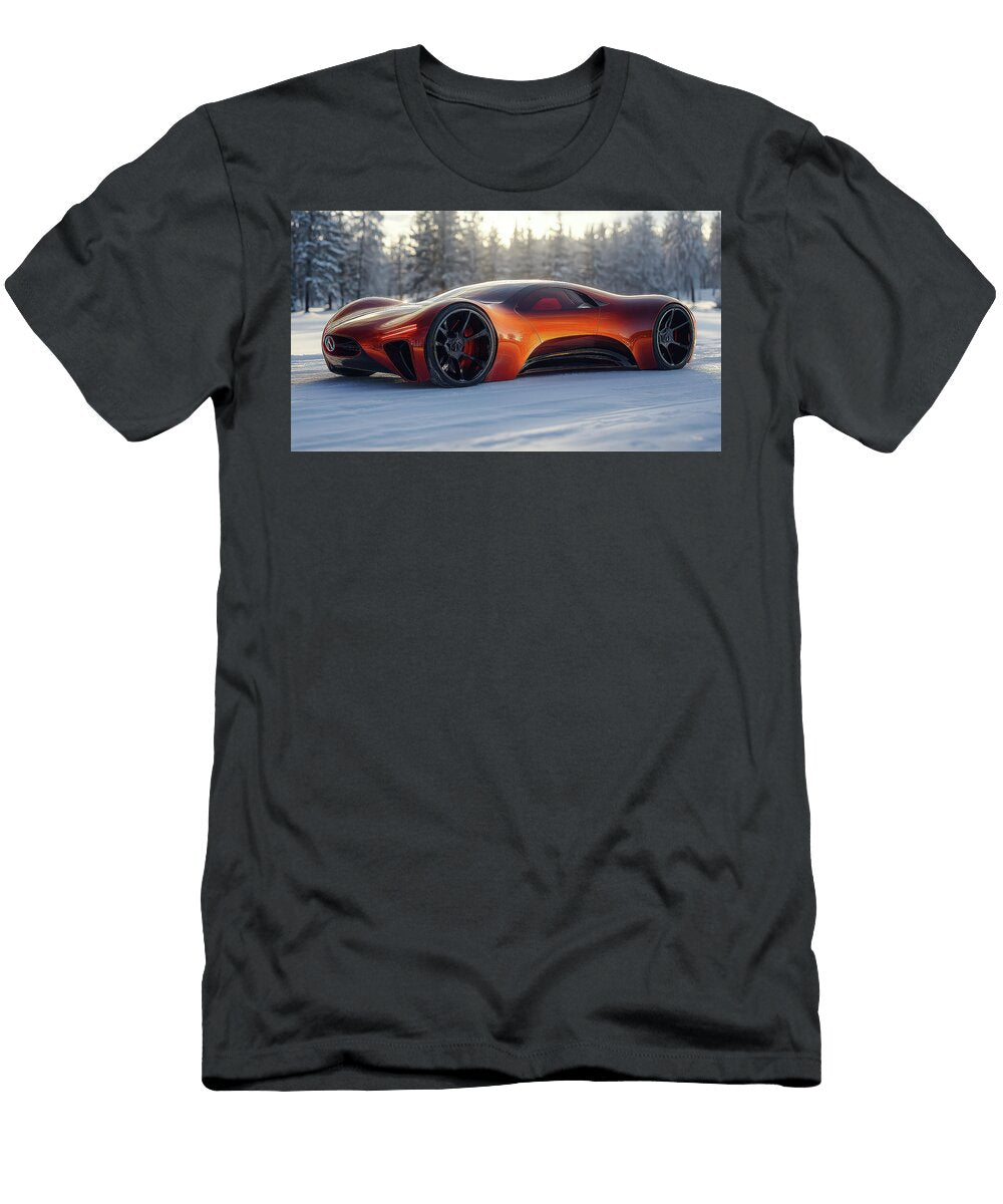 1 Futuristic Car in Snowy Landscape Evie Carrier T-Shirt