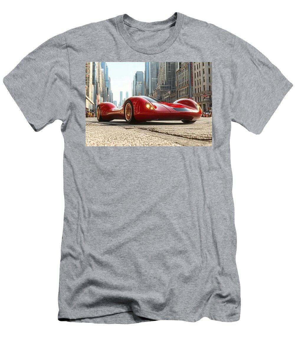 1 Futuristic Red Car in Cityscape Evie Carrier T-Shirt