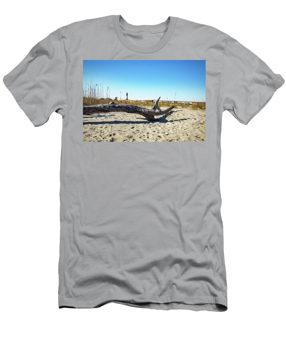 1 Georgia Tybee Island Dead Drift Wood Wooden Beach Path with Lighthouse in Background Lumiere T-Shirt
