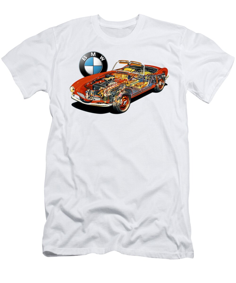 1 Germany Vintage Retro Sport 2 Door Roadster BMW 507 Cutaway Automotive Art Vladyslav Shapovalenko T-Shirt