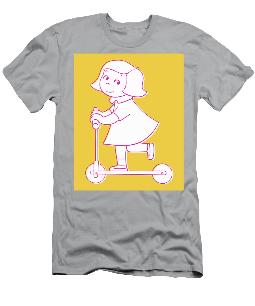 1 Girl Riding a Scooter Csa Images T-Shirt