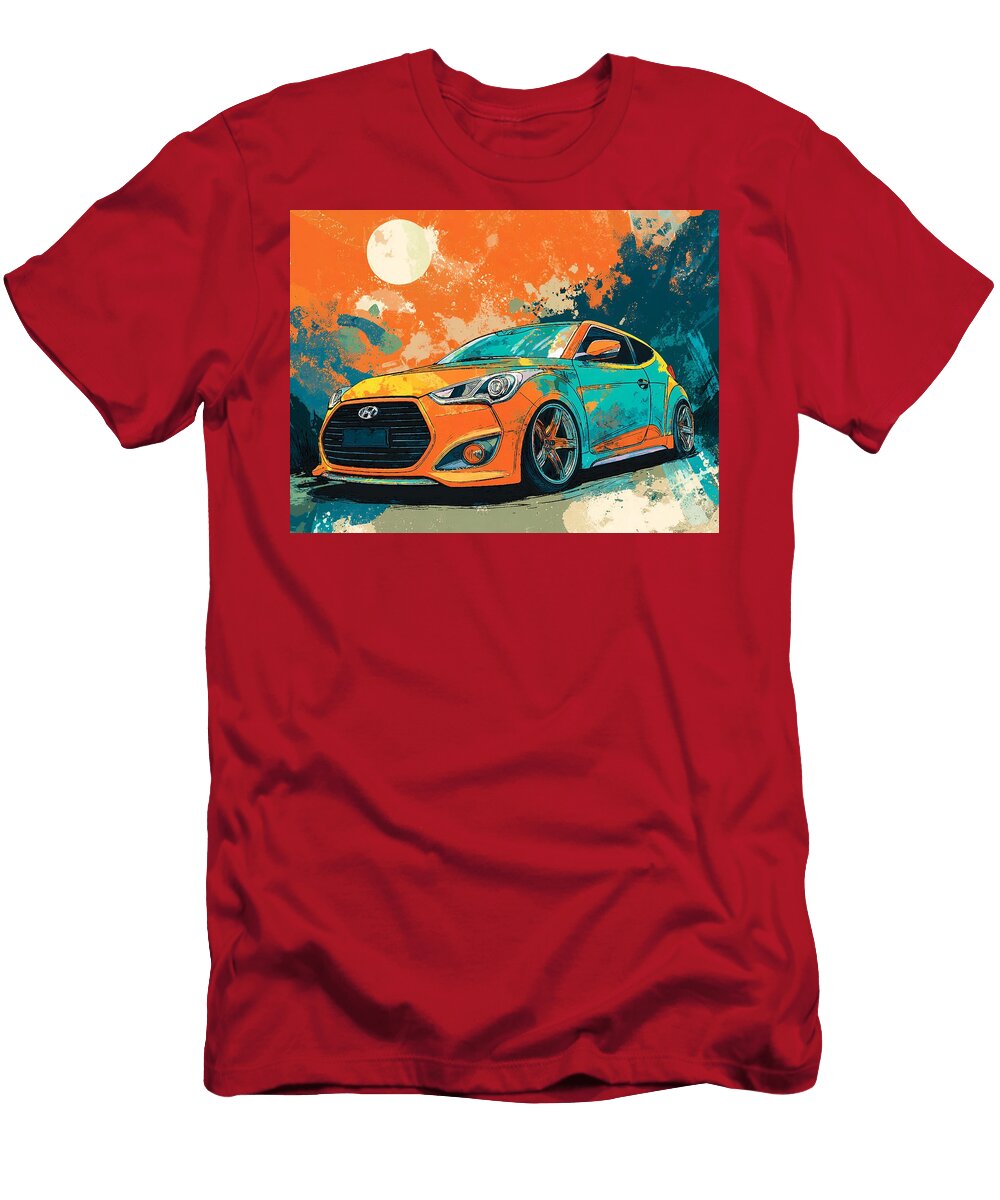 1 Hyundai Veloster 2013 Hatchback Colorful Car Abstract Design Vibrant Colorful Car Art Hollie Love T-Shirt