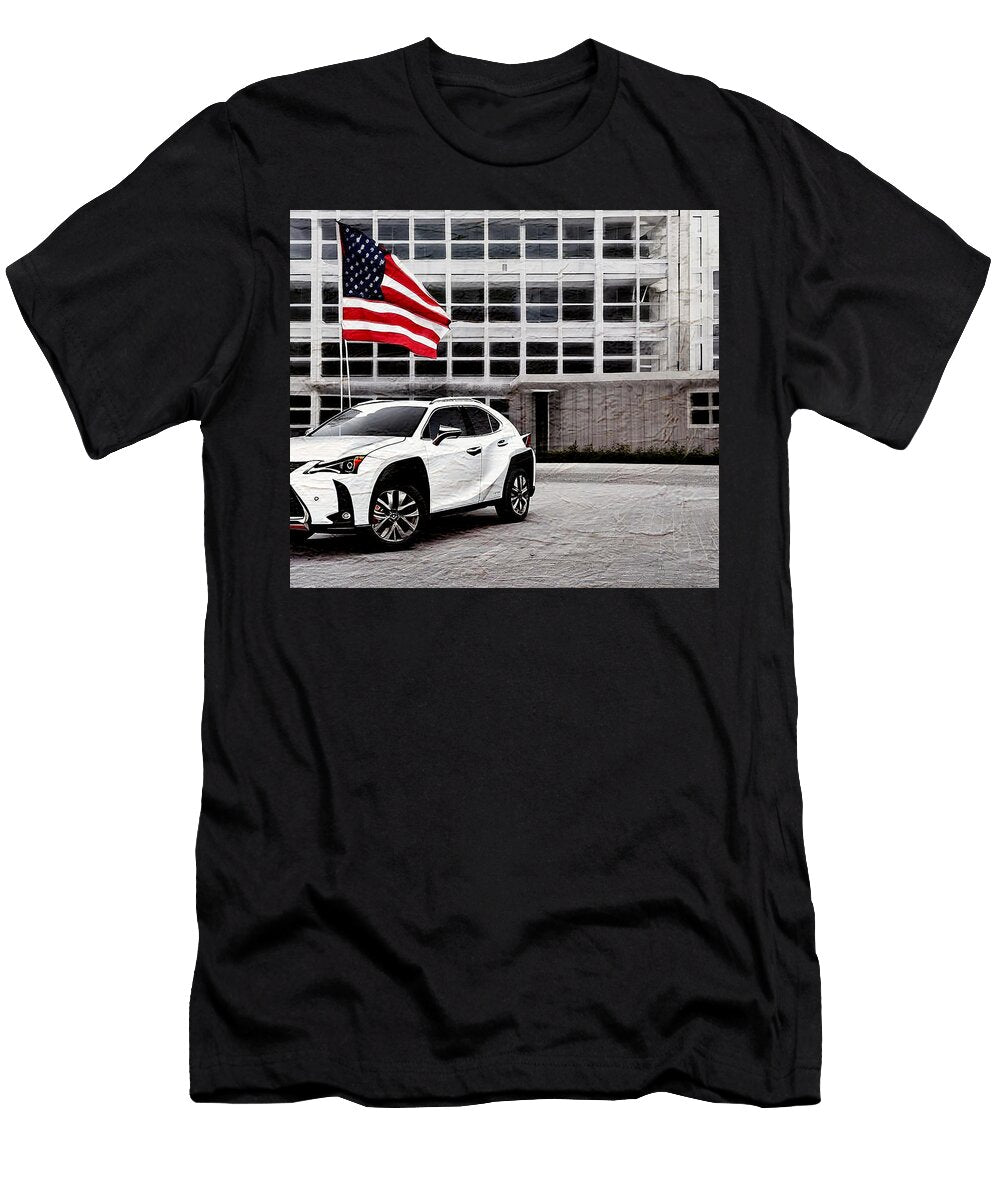 1 Lexus Ux 250 Lexus Lexus Ux 250 H F Sport Subcompact Crossover Suv Hybrid Hatchback Luxury White USA Flag Oil Paint Colorful Sun Edgar Dorice T-Shirt