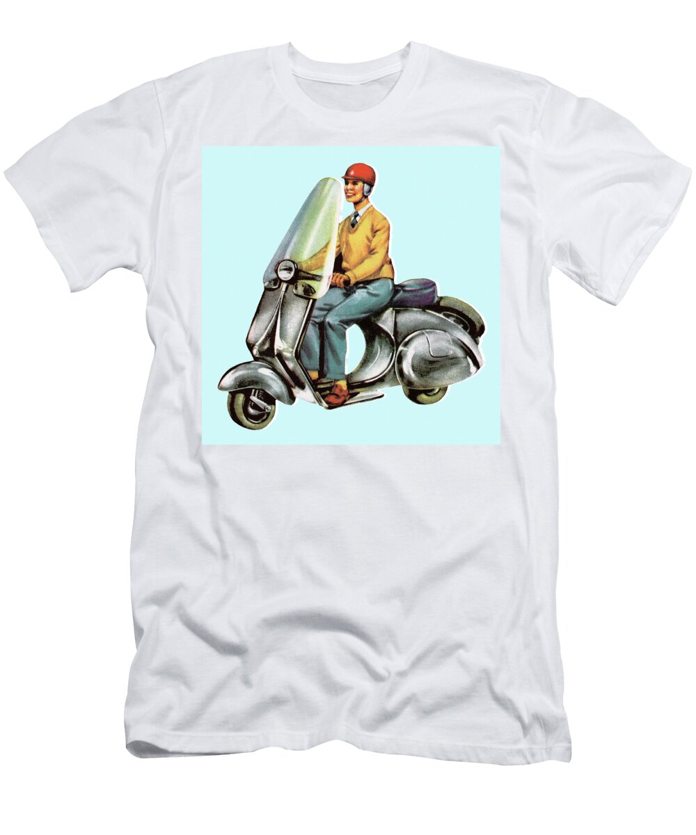 1 Man Riding Scooter Csa Images T-Shirt