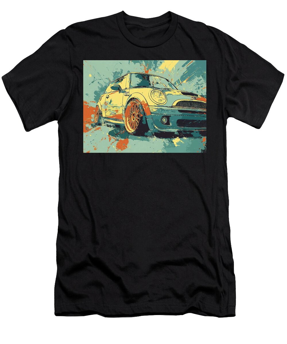 1 Mini Cooper 2003 Hatchback Abstract Art Colorful Car Vibrant Abstract Car Art Hollie Love T-Shirt