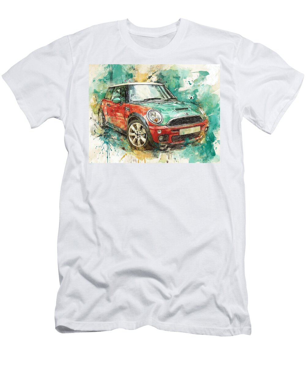 1 Mini Cooper 2003 Hatchback Colorful Car Artistic Design Vibrant Mini Cooper Art Hollie Love T-Shirt