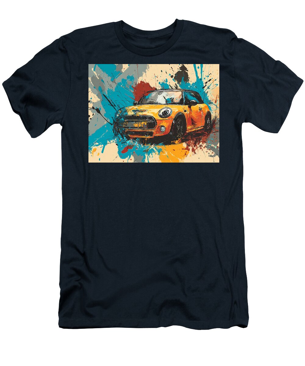 1 Mini Cooper 2023 Hatchback Abstract Art Colorful Car Vibrant Abstract Car Art Hollie Love T-Shirt