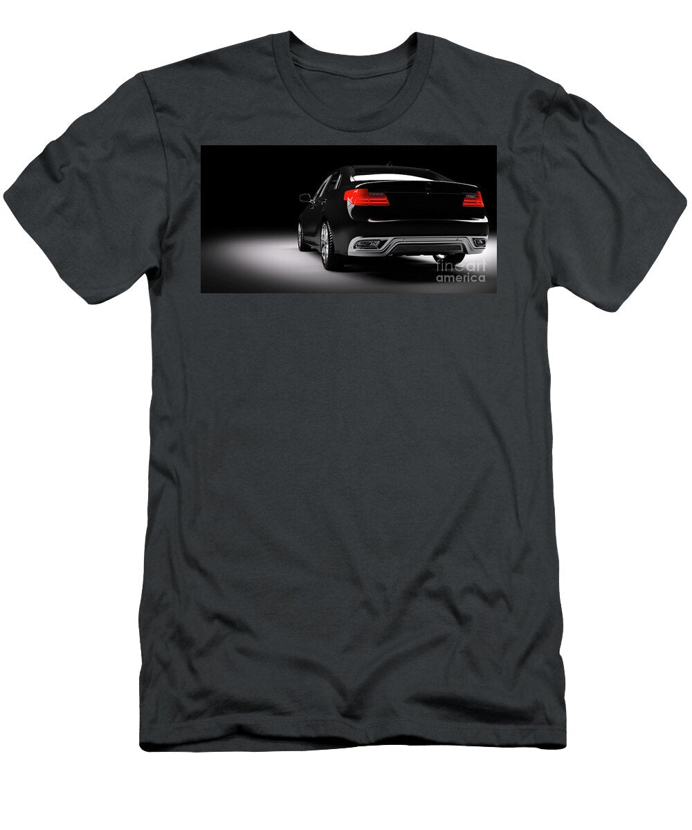 1 New Black Metallic Sedan Car in Spotlight Modern Desing Brandless Michal Bednarek T-Shirt