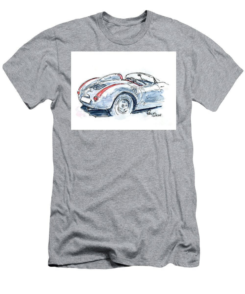 1 Porsche 550 Spyder Fountain Pen Ink Drawing Frank Ramspott T-Shirt