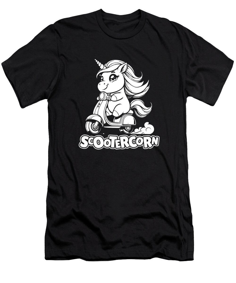 1 Scootercorn Bike Moped Motorbike Scooter Unicorn Crazy Squirrel T-Shirt