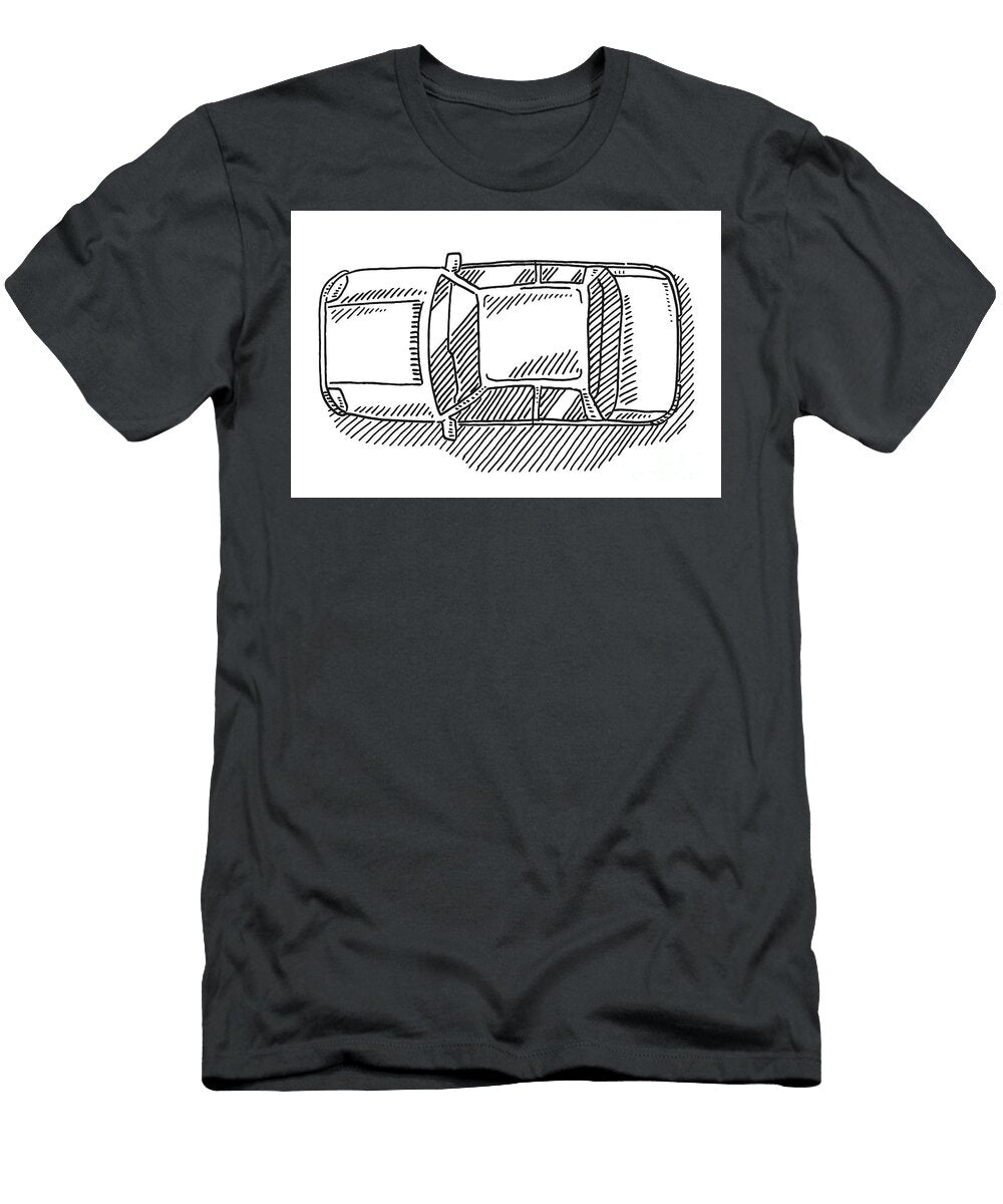 1 Sedan Car View From Above Drawing Frank Ramspott T-Shirt