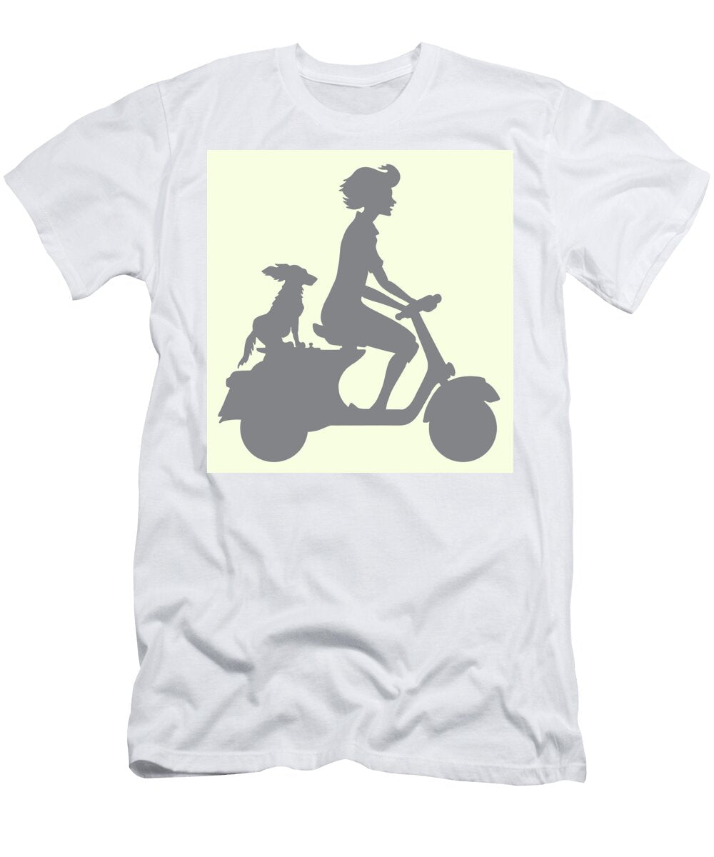 1 Silhouette of Woman on Scooter Csa Images T-Shirt