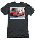 1 Sleek Red Sports Car on Cobblestone Evie Carrier T-Shirt