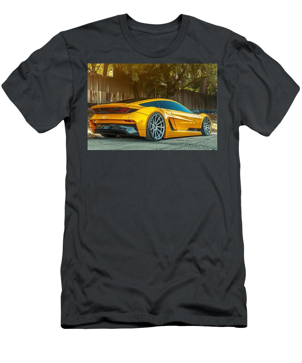 1 Sleek Yellow Sports Car Evie Carrier T-Shirt