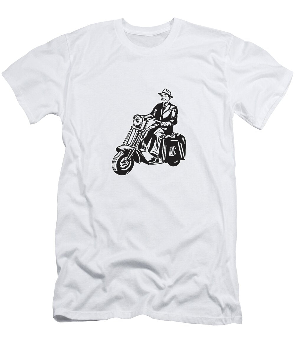 1 Smiling Man Riding Motorbike Csa Images T-Shirt