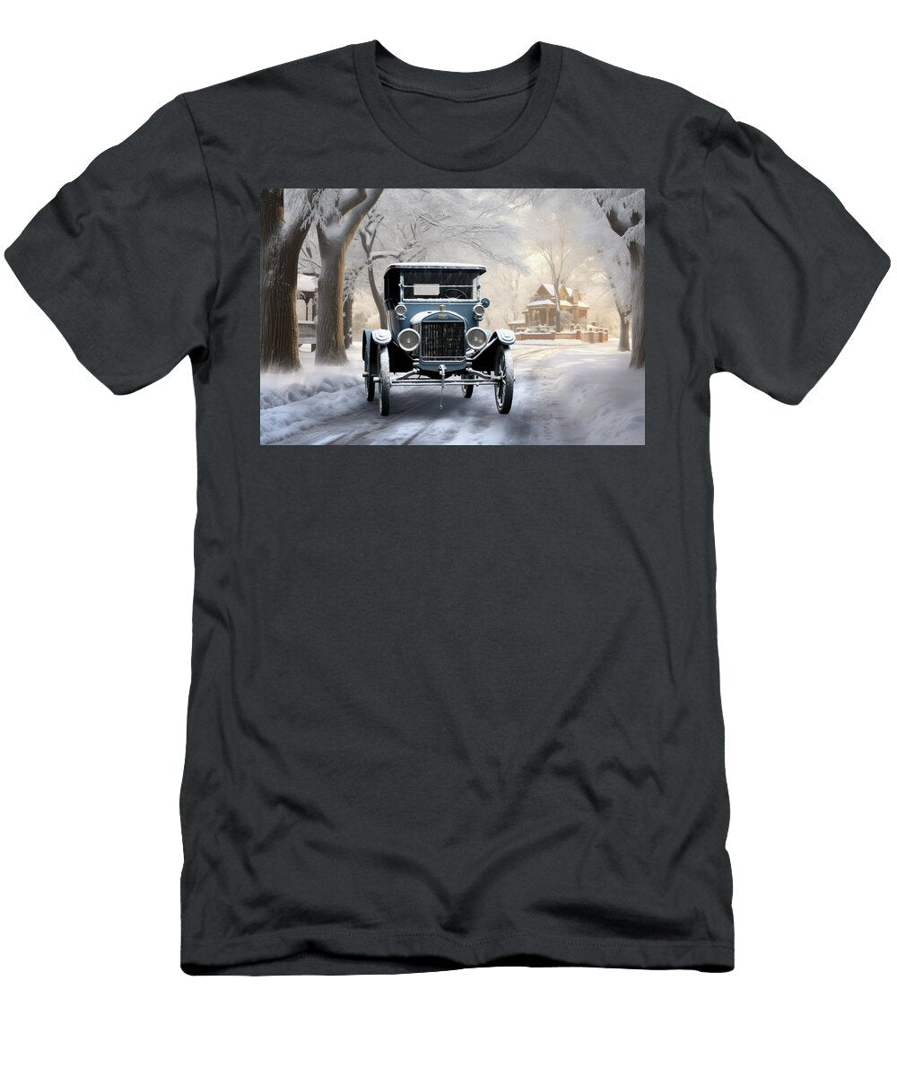 1 Vintage Car in Winter Wonderland Evie Carrier T-Shirt