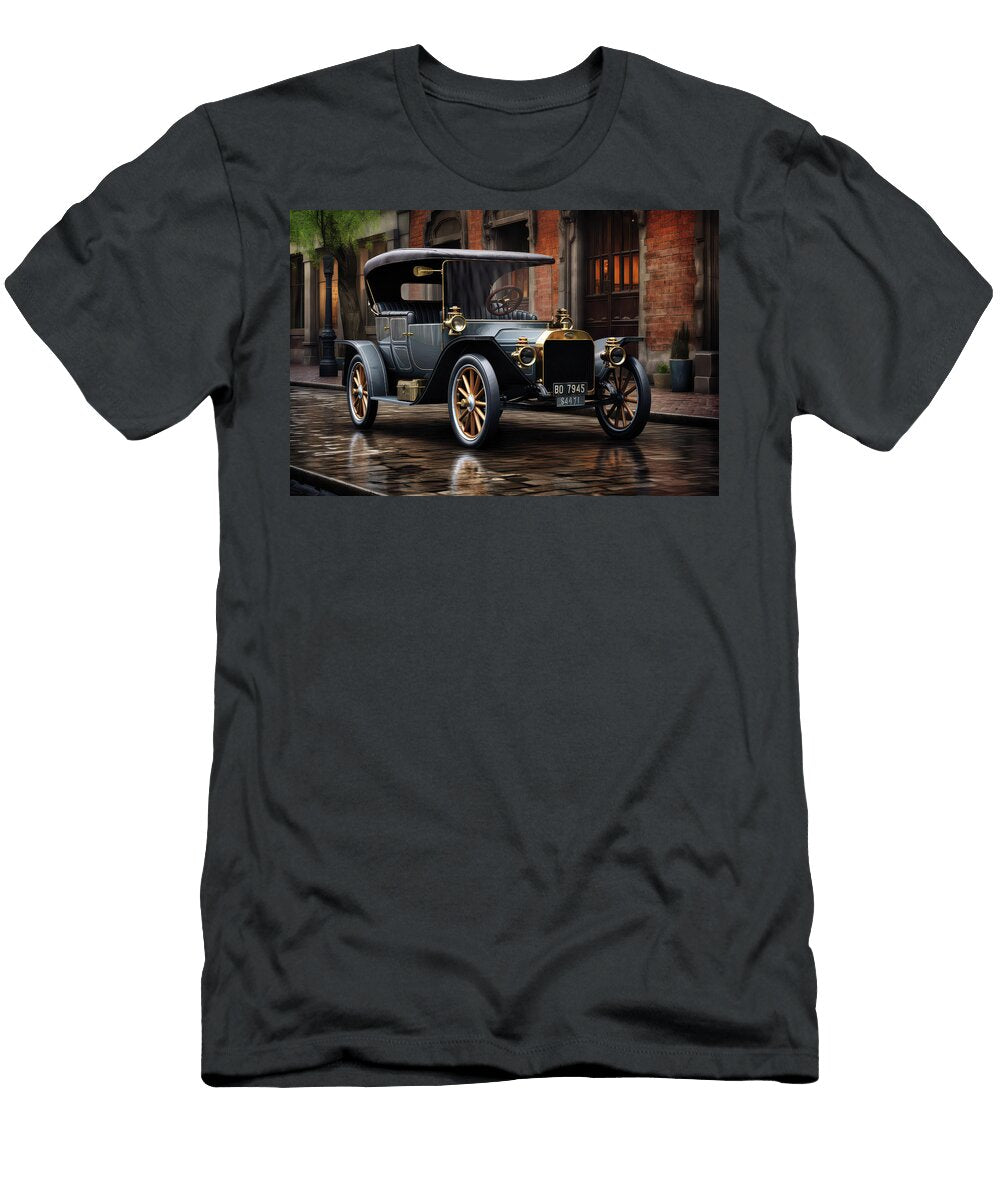 1 Vintage Car on Cobblestone Street Evie Carrier T-Shirt