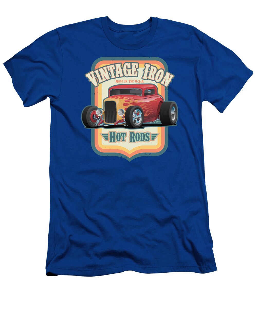 1 Vintage Iron Hot Rods Retro Style Automotive Art Illustration Jeff Hobrath T-Shirt
