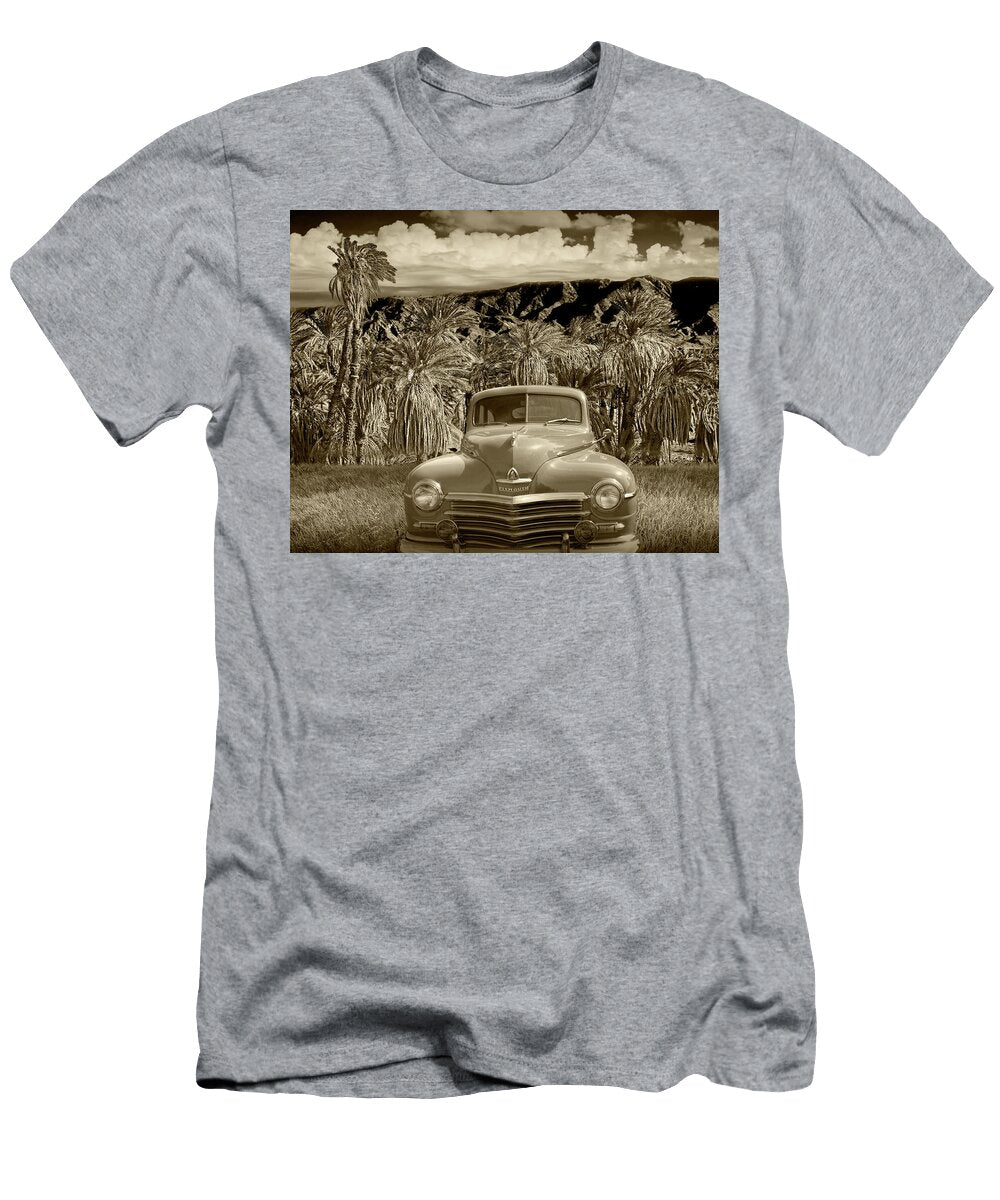 1 Vintage Plymouth Automobile in Sepia Tone Against Palm Trees Randall Nyhof T-Shirt