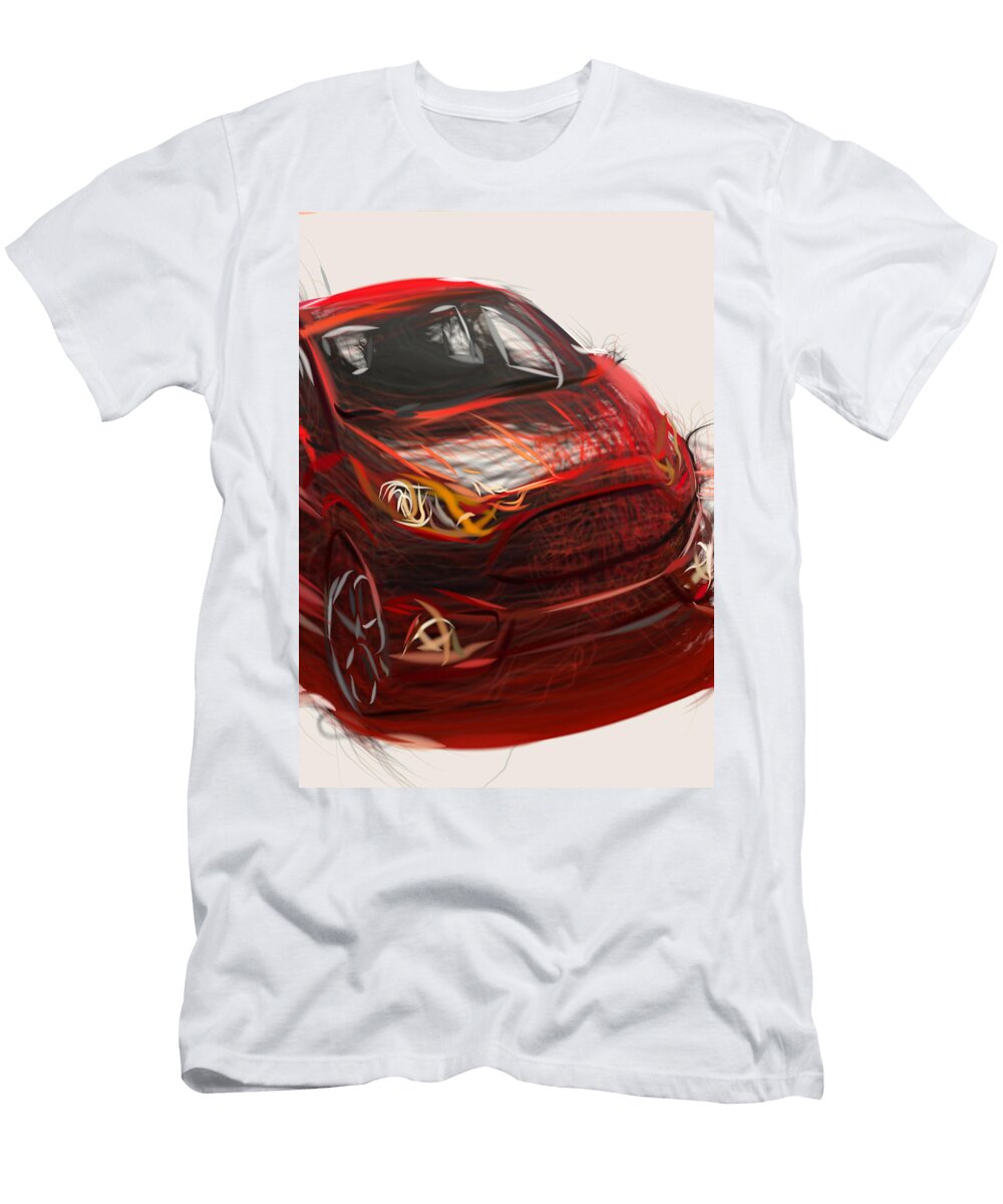 10 Ford Fiesta St Hatchback Drawing Carstoon Concept T-Shirt