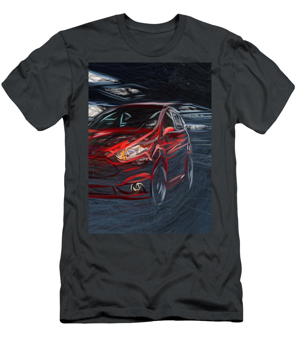 14 Ford Fiesta St Hatchback Drawing Carstoon Concept T-Shirt