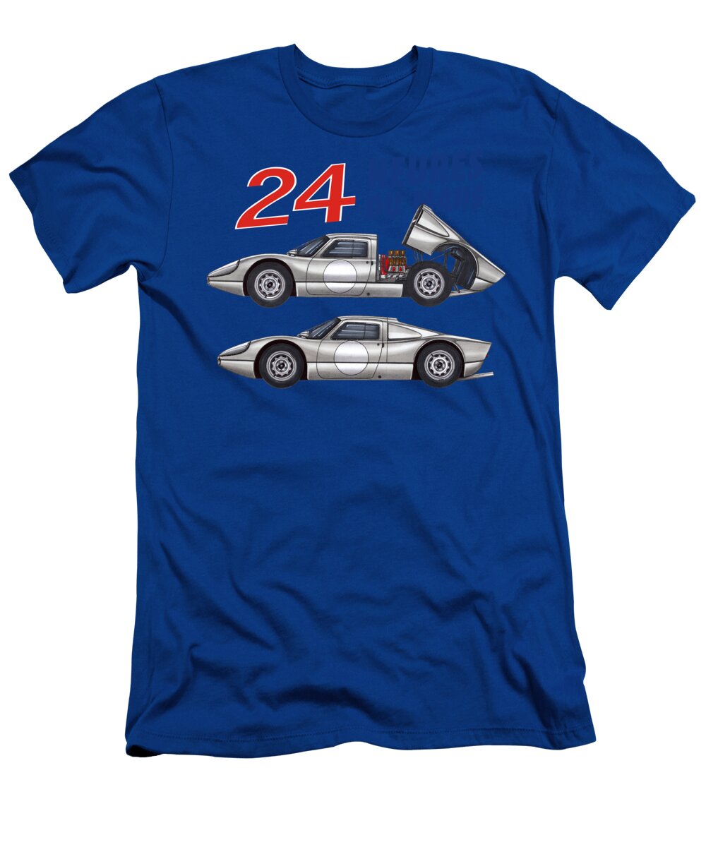 16 Exclusive Legendary Retro Racing Car Silver Porsche 904 6 Gts Coupe 24 Hours of Le Mans Vladyslav Shapovalenko T-Shirt