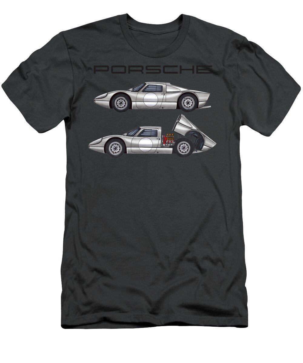 17 Exclusive Legendary Retro Racing Car Silver Porsche 904 6 Gts Coupe 24 Hours of Le Mans Vladyslav Shapovalenko T-Shirt