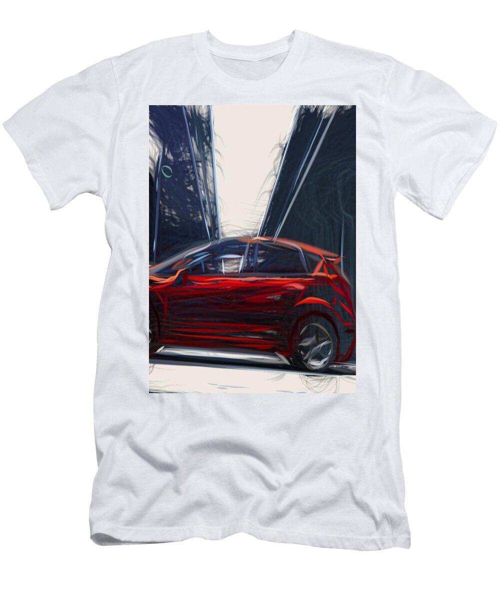 17 Ford Fiesta St Hatchback Drawing Carstoon Concept T-Shirt