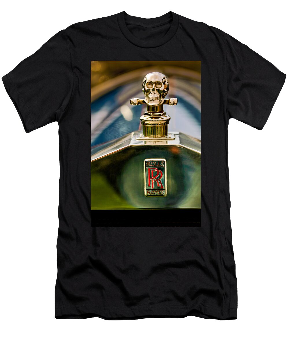 1912 Rolls Royce Silver Ghost Cann Roadster Skull Hood Ornament Jill Reger T-Shirt