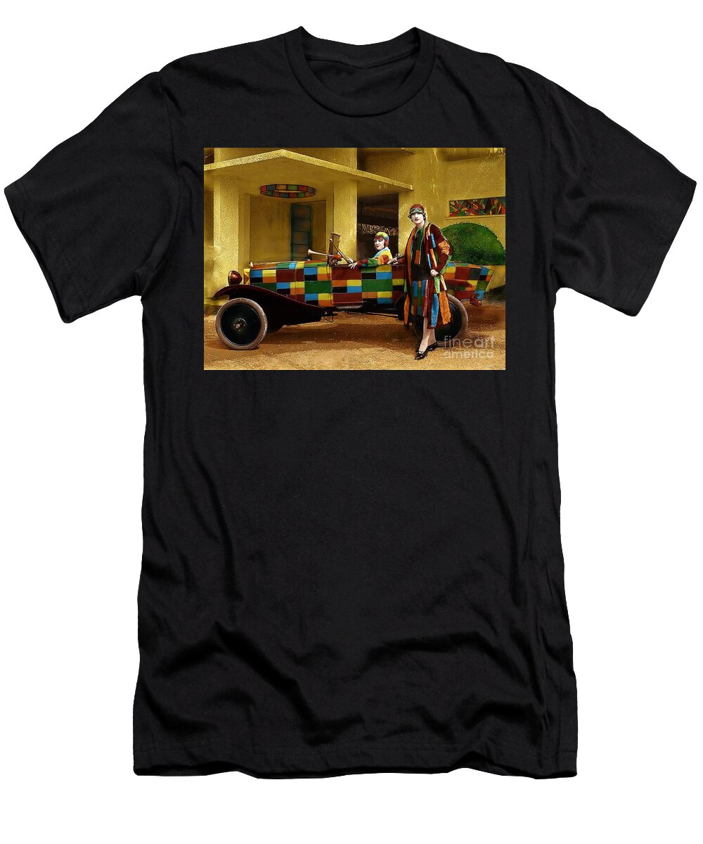 1920s French Art Deco Roadster with Models in Matching Outfits Retrographs T-Shirt